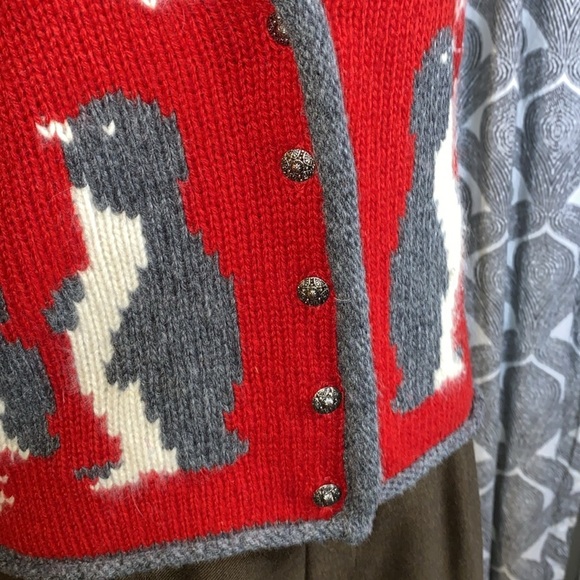 Kathy Gallagher Penguin Patterned Red Wool Knit Sweater Vest - Picture 2 of 7